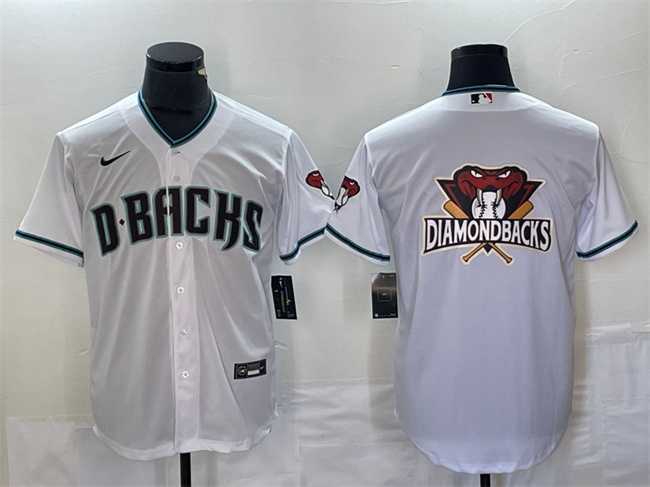Men%27s Arizona Diamondbacks White Team Big Logo Cool Base Stitched Baseball Jersey